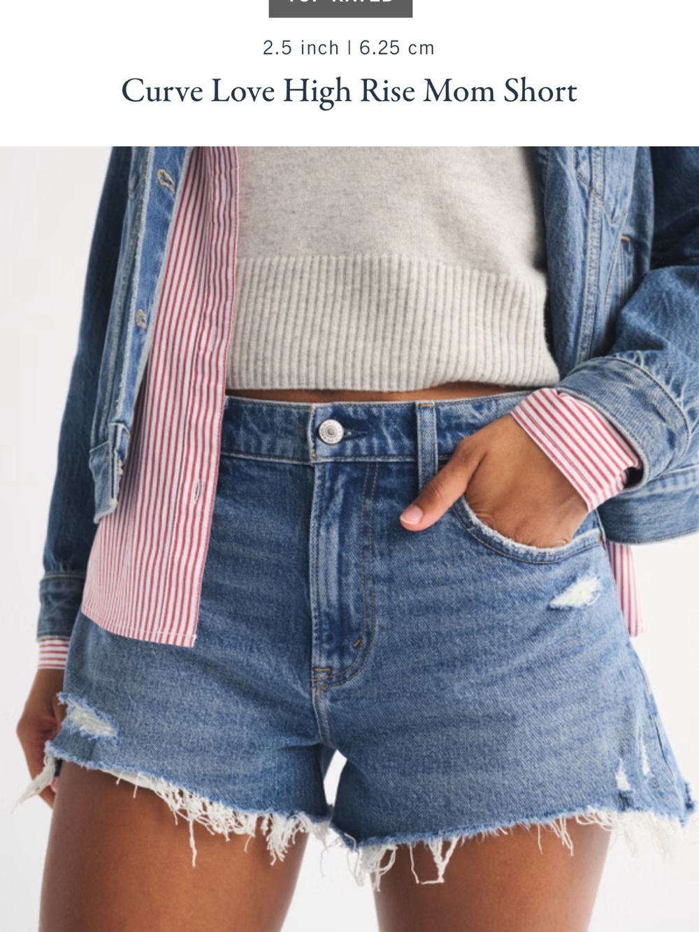 Abercrombie & Fitch Distressed Blue High-Rise Denim Shorts